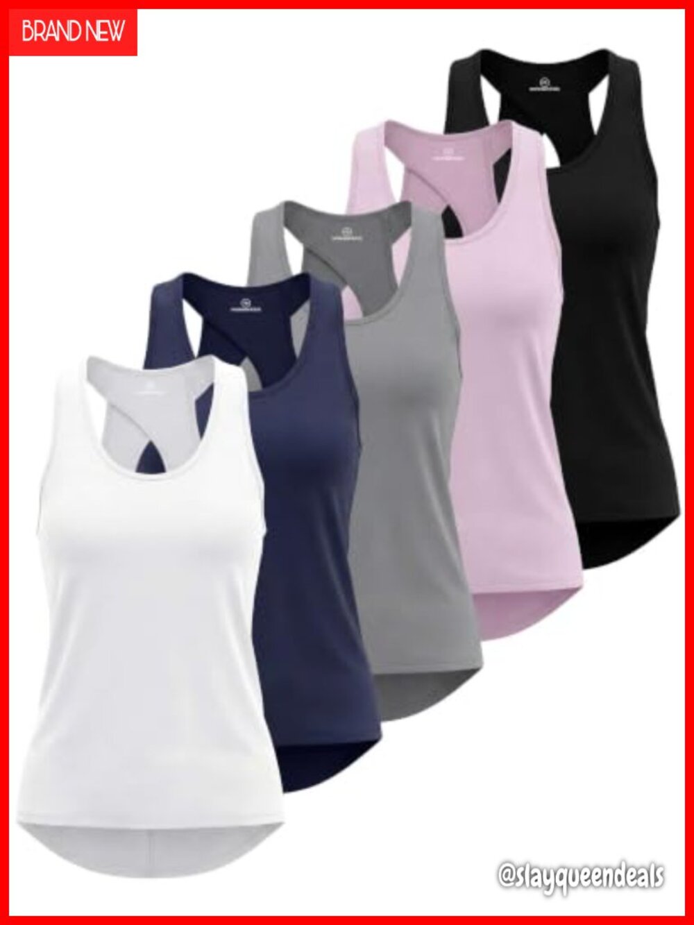 5 Pack Women's Tank Tops Open Back Workout Shirts Athletic Gym Yoga